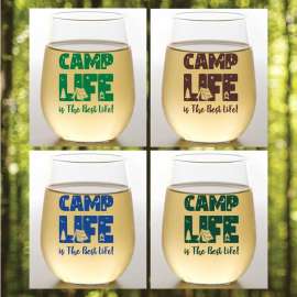 Camp Life S/4 Shatterproof Stemless Wine Glasses