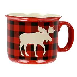 Red Plaid Moose Mug