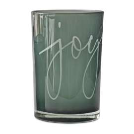 Green Glass Joy Candle Holder - Large
