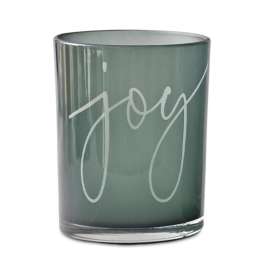 Green Glass Joy Candle Holder - Small