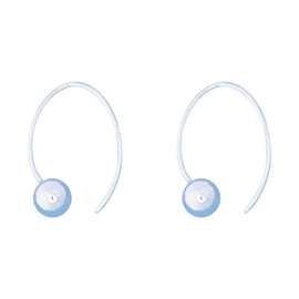 SS Bead On Long Wire Earrings