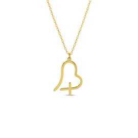 Gold Free Form Heart/Cross Necklace