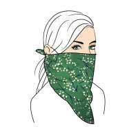 Green Floral Bandana Face Mask