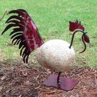 Red Rooster Stone Garden Decor - NO FREE SHIPPING