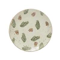 White Plate W/Pinecones/Pineboughs