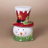 Red Hat Snowman Cookie Jar Light Up