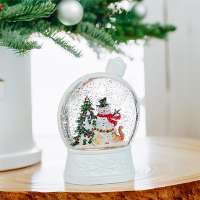 Woodland Snowman Ornament Light-up Water Globe