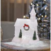 9.5 in. Light-up Glitter Church