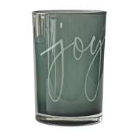 Green Glass Joy Candle Holder - Large