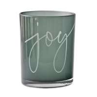 Green Glass Joy Candle Holder - Small