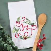 Christmas Morning Embroidered Waffle Towel