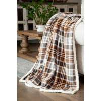 Gray And Chestnut Plaid Throw